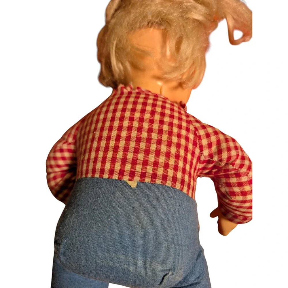 Vintage Ideal Toys Kit n Kaboodle CBS Toys Blonde Doll Gingham Overalls 1980s